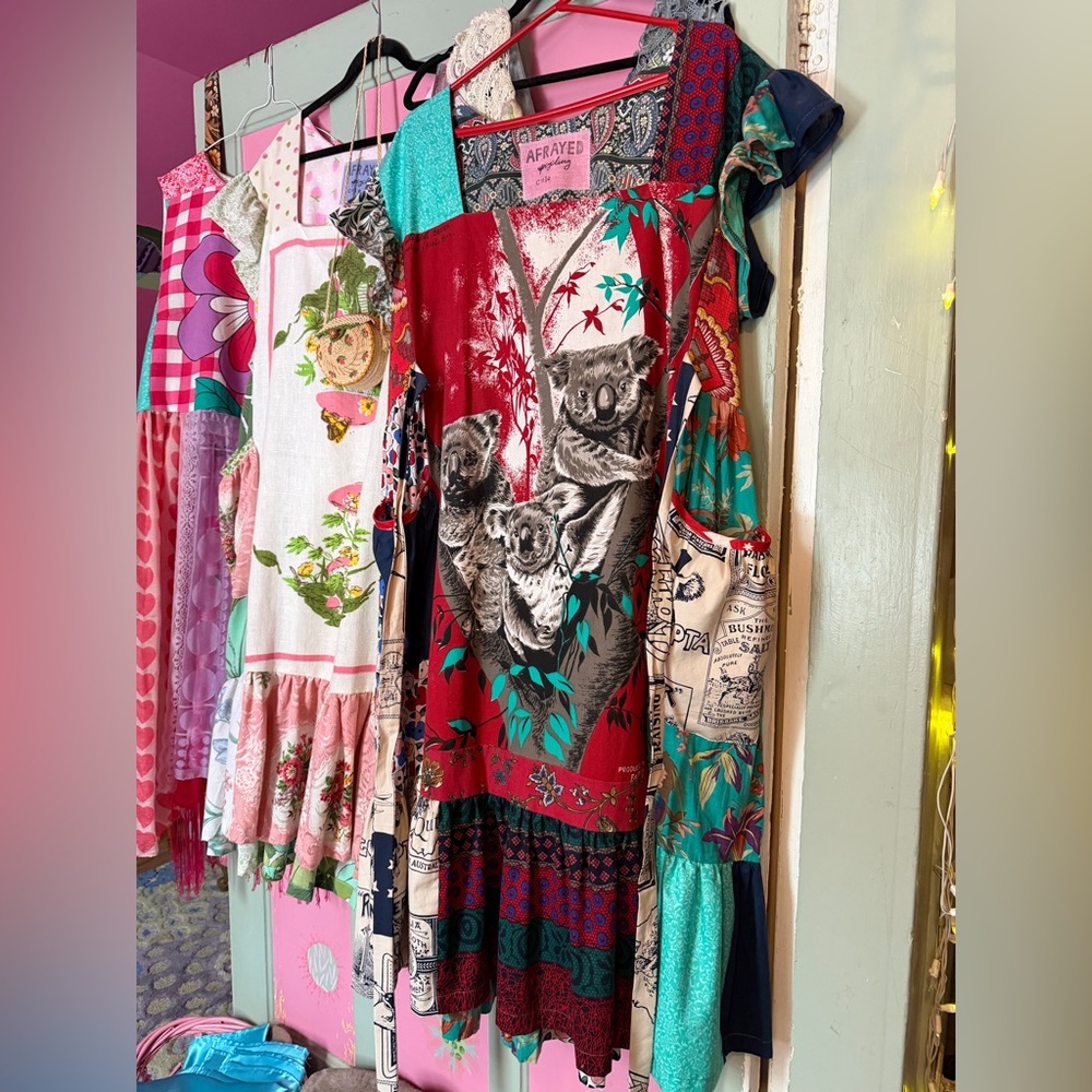 Bohemian Patchwork Dress with Tie Detail